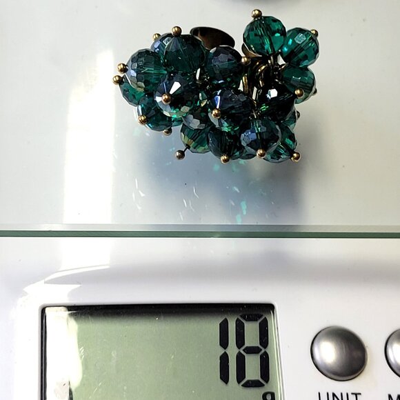 Aqua Green Crystal Cluster Ring,  Adjustable Crystal Ring Statement Crystal Ring - Picture 10 of 10